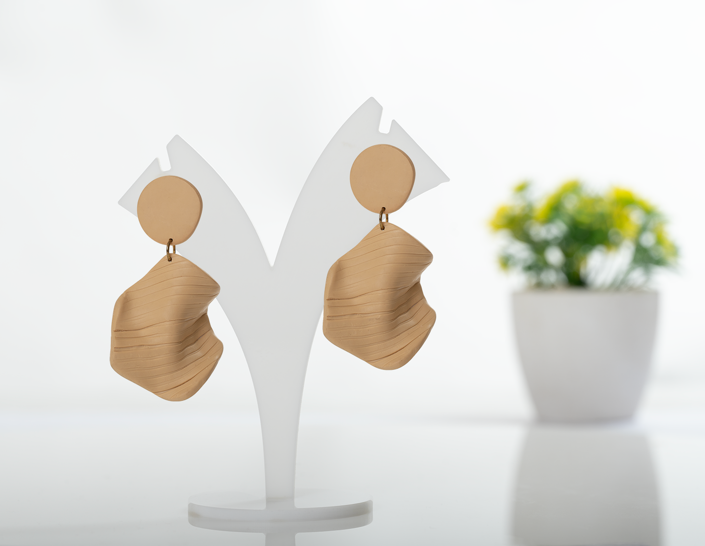 Beige Geometric Earrings