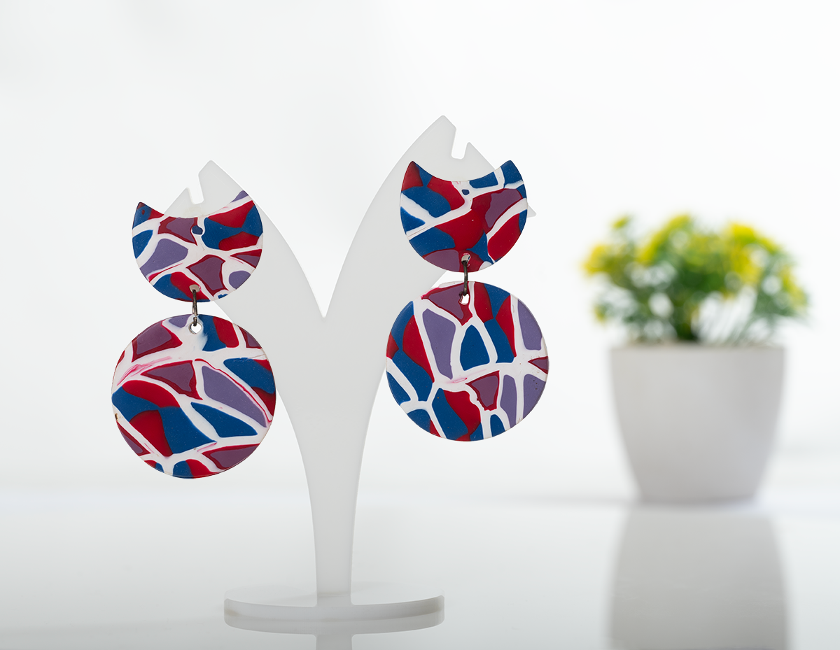 Colorful Geometric Circle Earrings