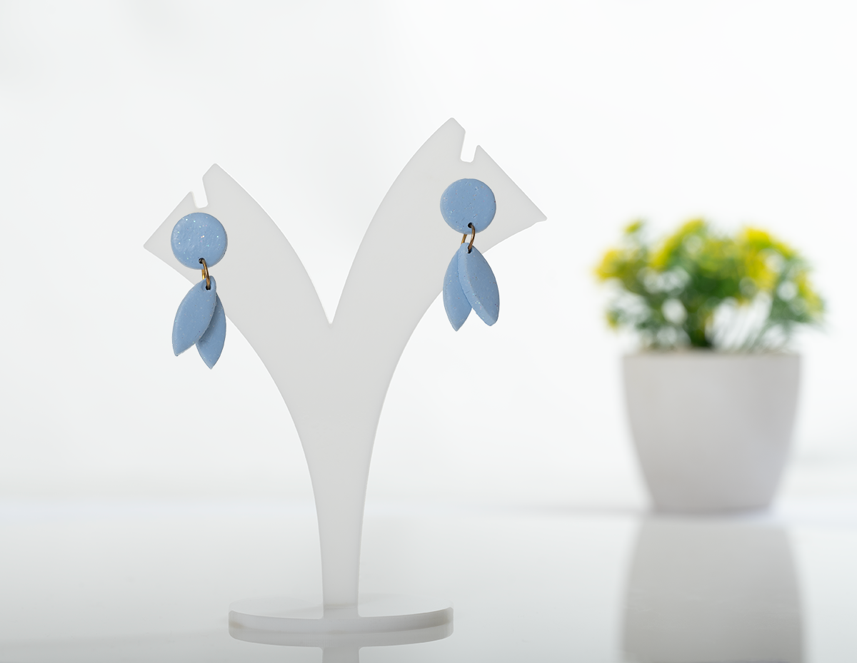 Blue Double Leaf Studs