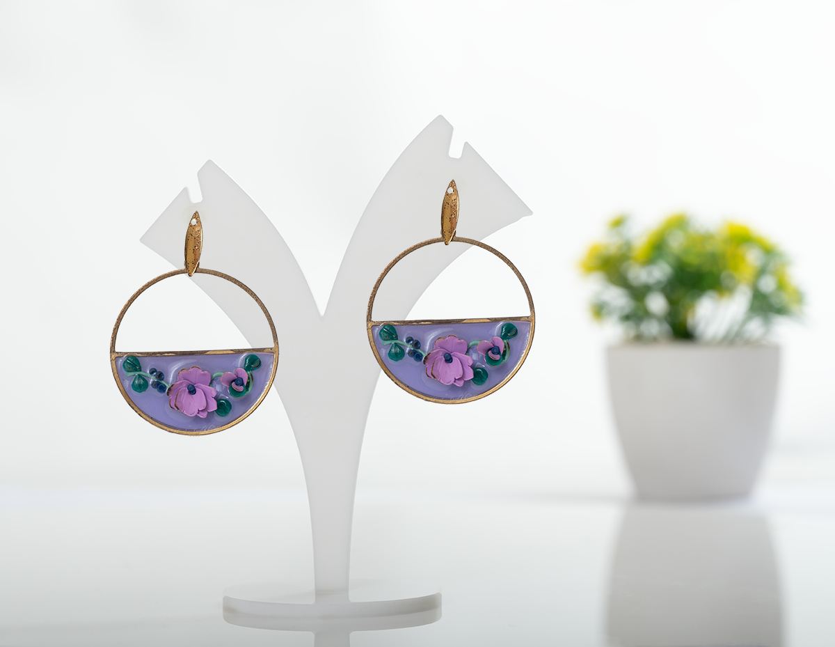 Purple and Green Floral Hoops