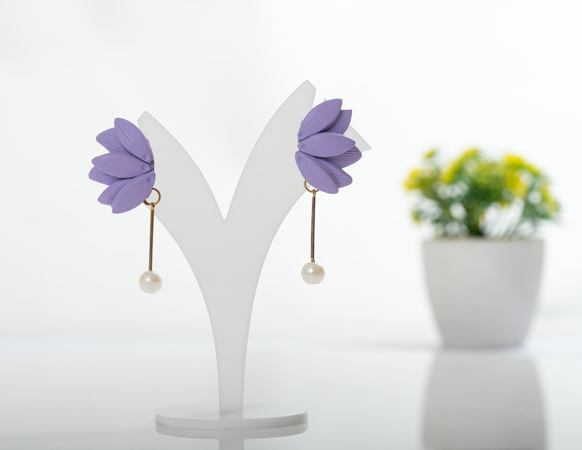 Purple Petal Pearl Dangles