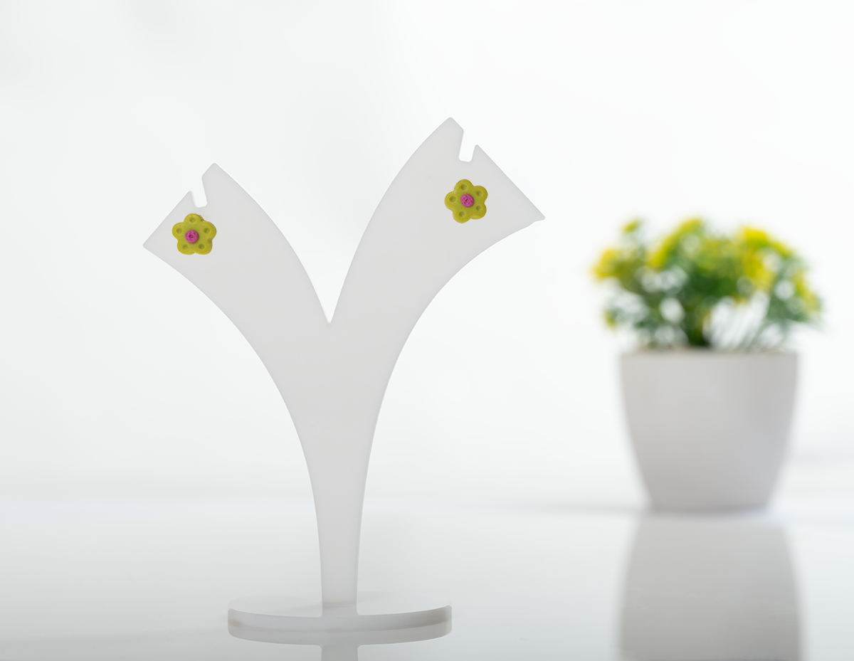 Yellow Floral Studs