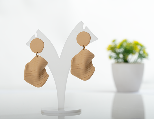 Beige Geometric Earrings