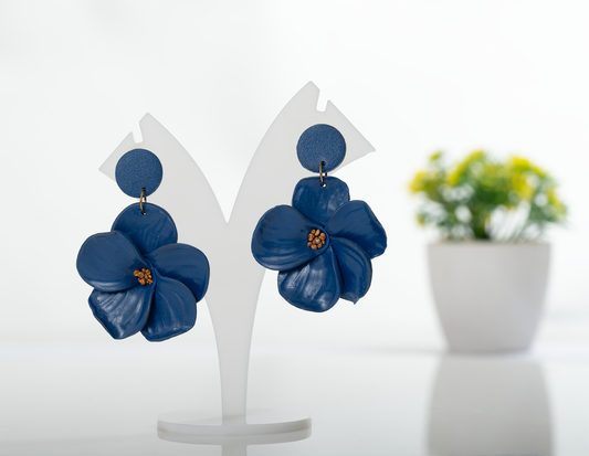 Blue Bold Flower Earrings