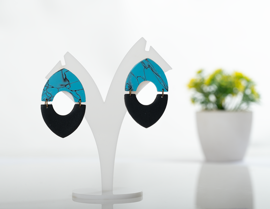 Turquoise and Black Abstract Hoops