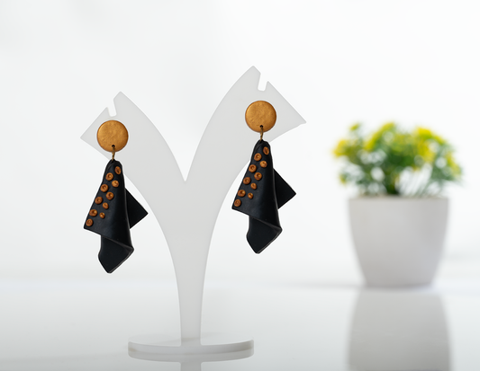 Black Drape Gold Studs