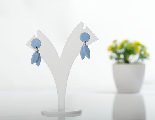 Blue Double Leaf Studs