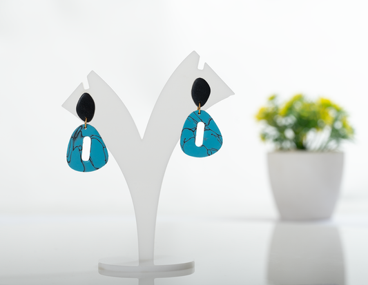 Blue Abstract Drop Earrings