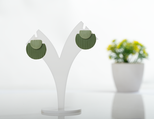 Green Half Moon Studs
