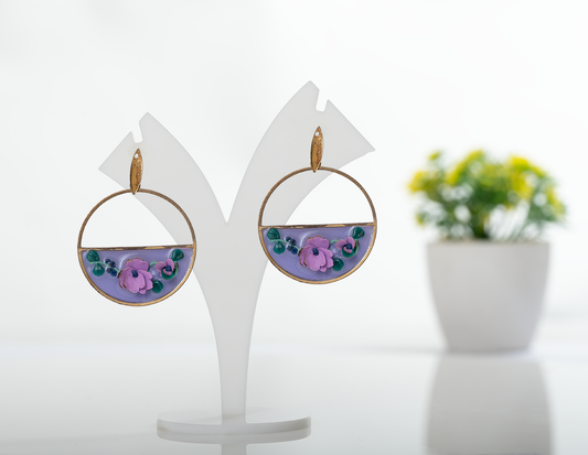 Purple and Green Floral Hoops