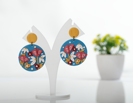 Floral Circle Statement Earrings