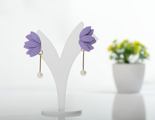 Purple Petal Pearl Dangles