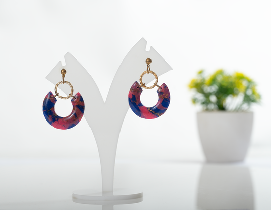 Blue and Red Hoop Earrings