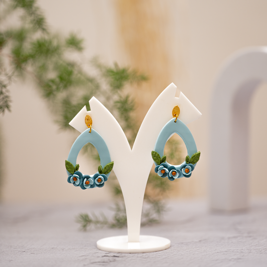 Blue Floral Hoops