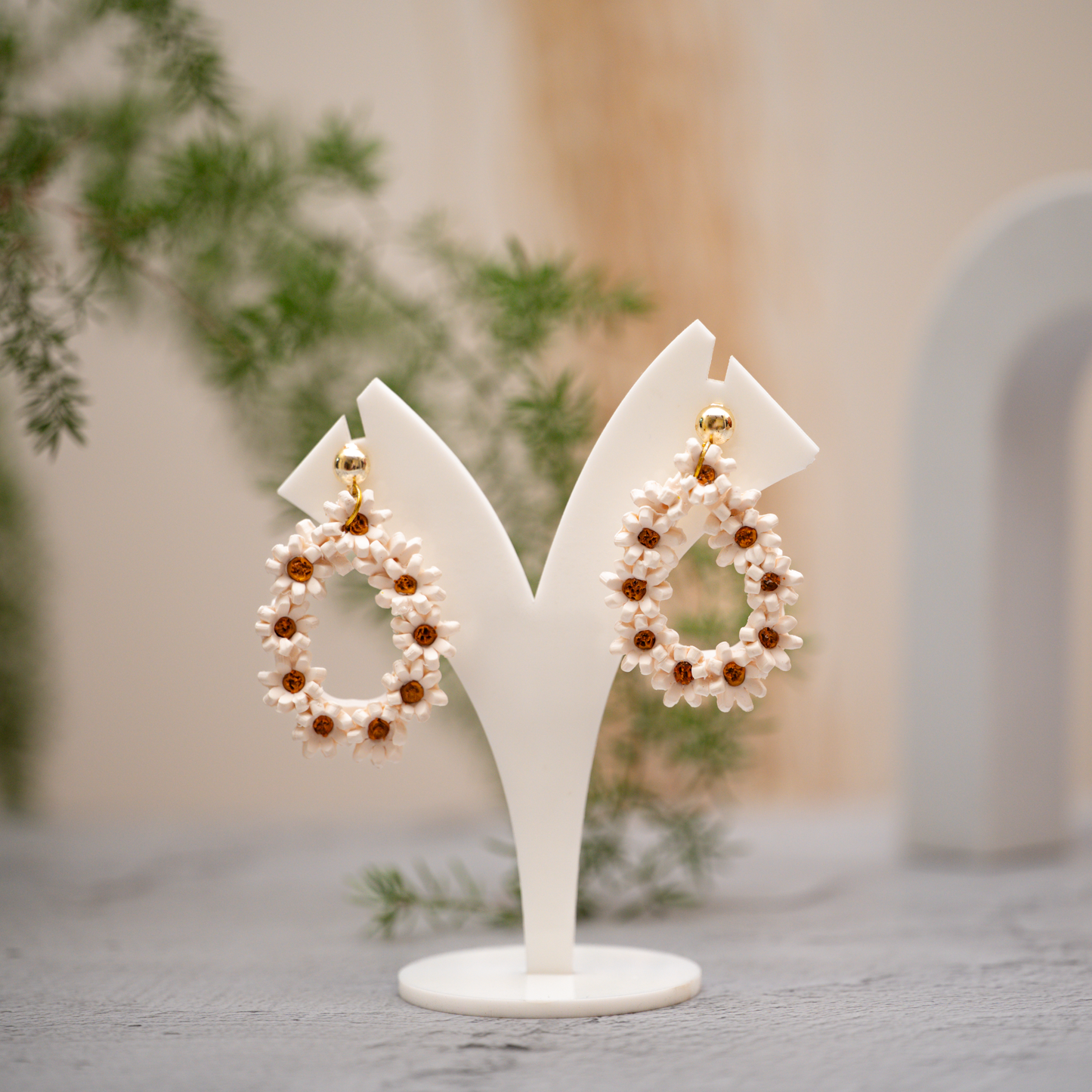 White Daisy Hoops