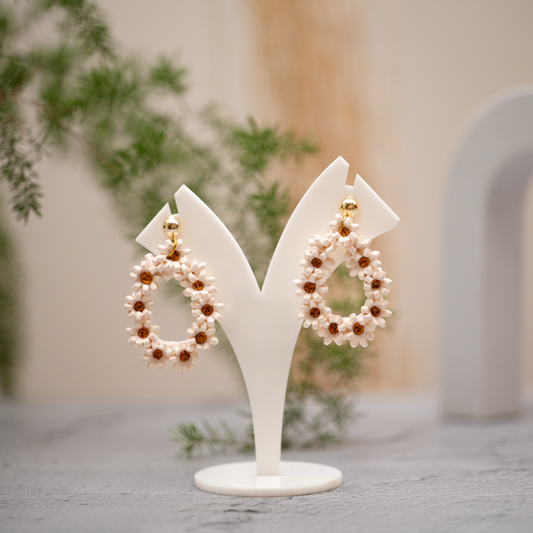 White Daisy Hoops