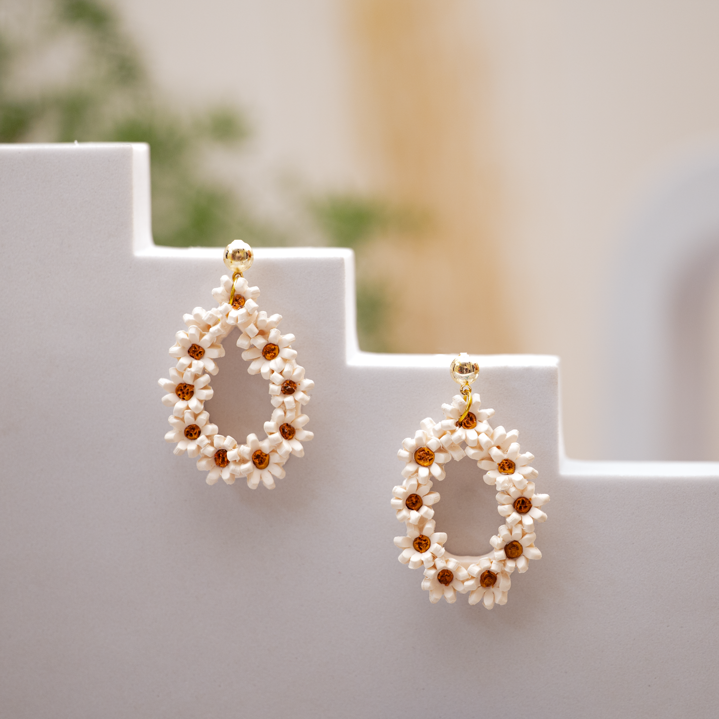 White Daisy Hoops