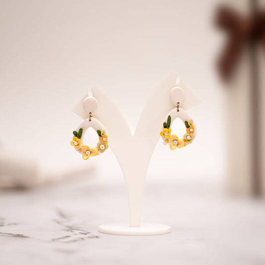 Yellow Floral Hoops