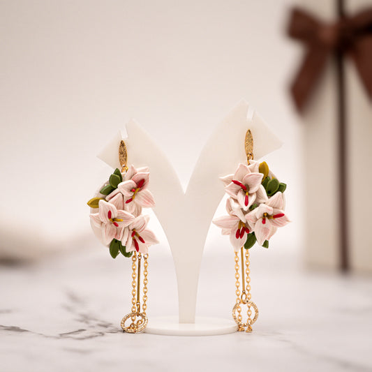 Pink Lily Cascade Earrings
