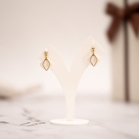White Diamond Drop Studs